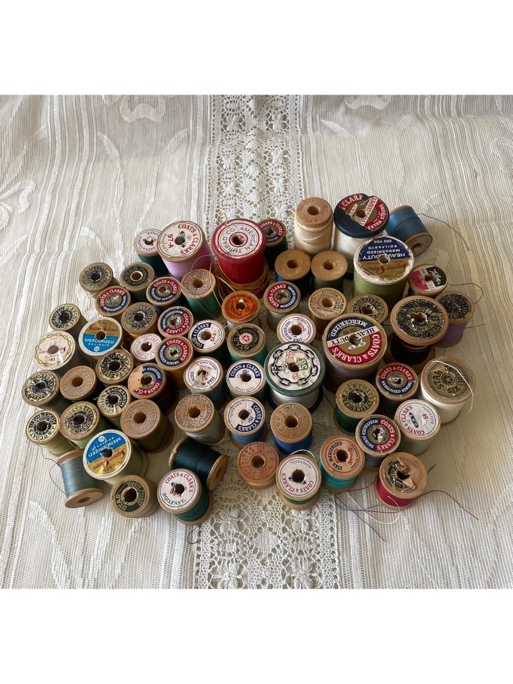 Vintage Wooden Thread Spools Lot of 60 Crafting Sewing Primitive Decor - Picture 3 of 5